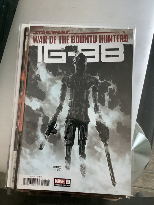 Star Wars War of the Bounty Hunters IG-88 #1 Mahmud Asrar black and white variant photographed copy